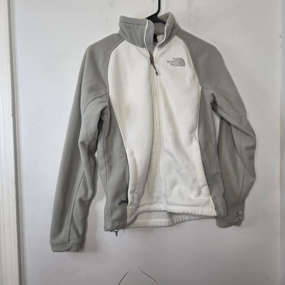 The North Face Womens Full Zip Fleece Jacket Grey White Colorblock Small S/P